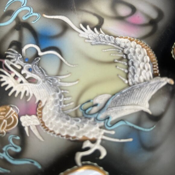 Vintage Hand Painted Japanese Moriage Dragonware  Dish Ashtray Tray Japan - Picture 6 of 11